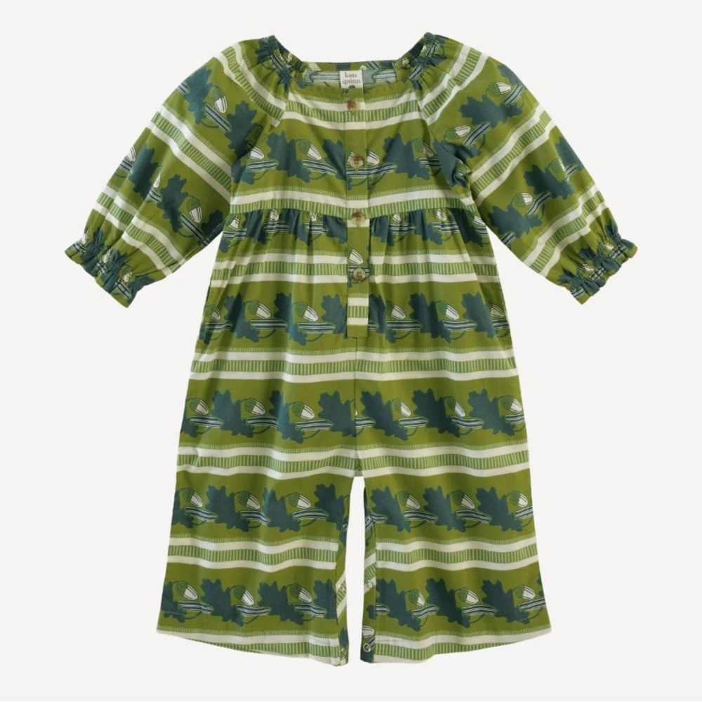 NWT Kate Quinn LONG SLEEVE WOODLAND GAUCHO JUMPSUIT | ORGANIC COTTON WOVEN /  4T